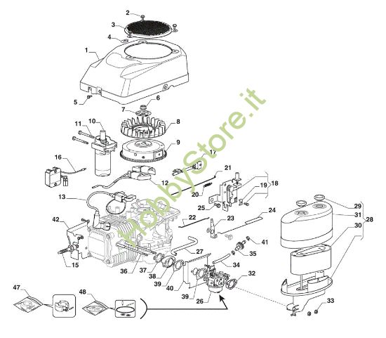 Picture of Avviamento, carburatore e filtro aria GLX 14-98HS Trattorino