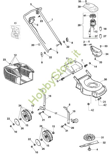 Picture of Esploso completo G 48 PE Rasaerba elettrico
