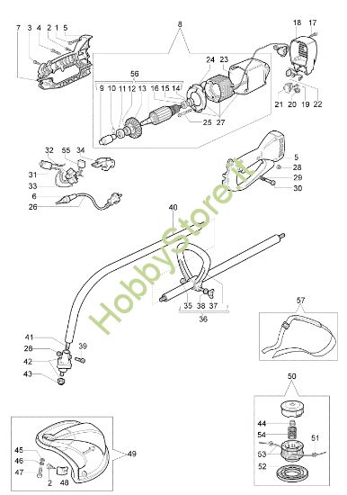 Picture of Esploso completo TR 101 E Trimmer elettrico