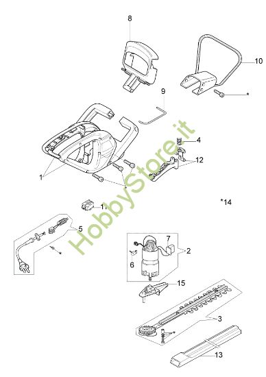 Picture of Esploso completo HTE 450 Tagliasiepi elettrico