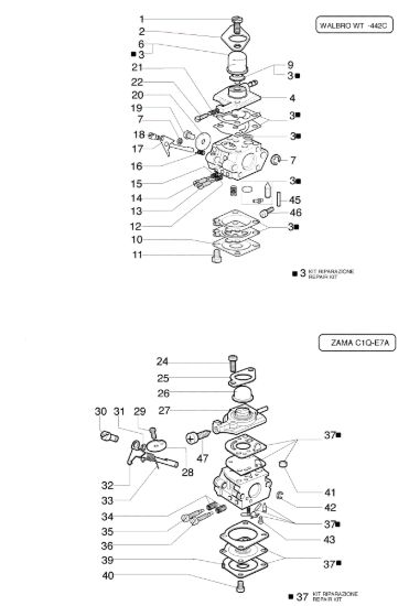 Picture of Carburatore WT-442E, C1Q-E7 433 BP Decespugliatore