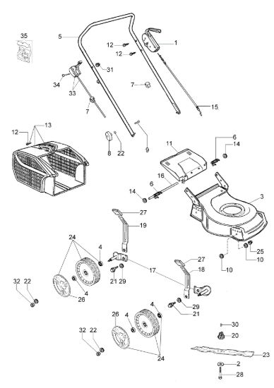 Picture of Esploso completo ESSENTIAL (Da gennaio 2012) LR 44 PK (K500) Rasaerba