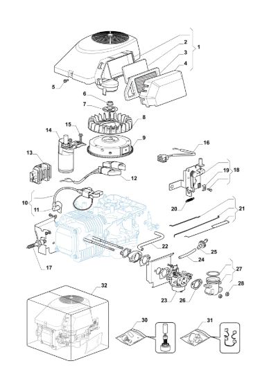 Picture of Avviamento, carburatore e filtro aria EF 72C/12,5KH Cat.2014 Trattorino