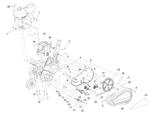 Picture of Gruppo (Cofanatura) MZ 2080 RKS (K 800 H - SN T210) Motozappa