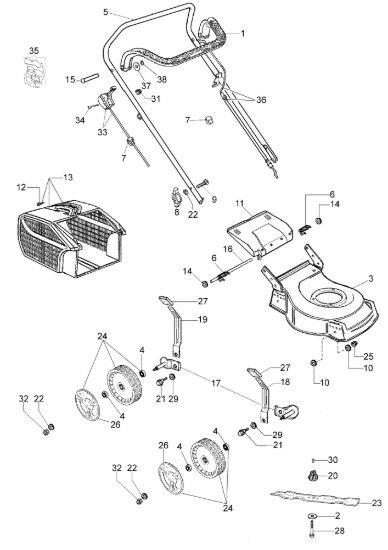 Picture of Esploso completo LR 44 PK COMFORT (K600 - AUTOCHOCKE) Rasaerba