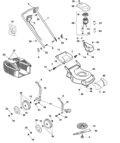 Picture of Esploso completo LR 44 PE COMFORT PLUS (2018) Rasaerba