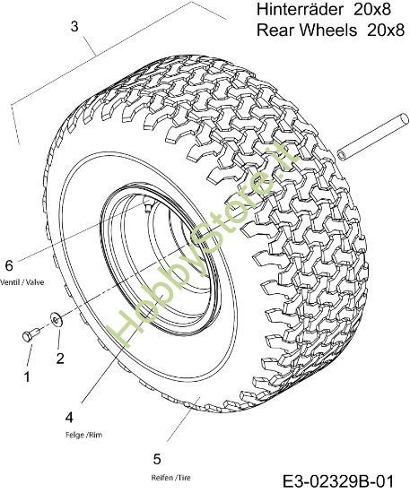 Picture of Ruote posteriori POLO 108/15,5 H Cat.2007 Trattorino