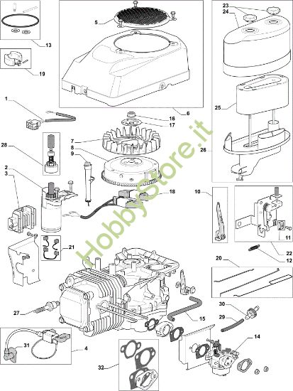 Picture of Avviamento, carburatore e filtro aria EF 91PLUS/14,5K H Cat.2012 Trattorino