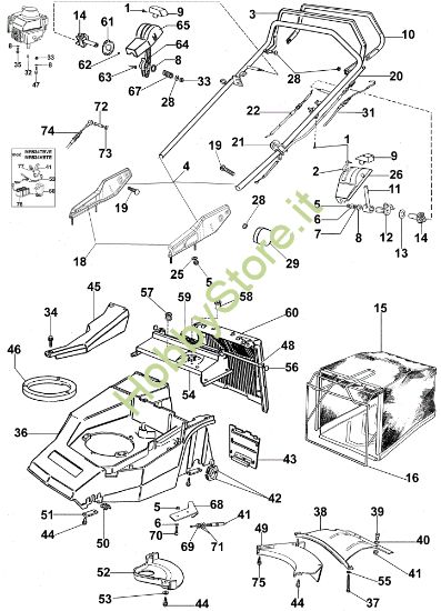 Picture of Manubrio tipo nuovo (Da gennaio 2003) MR 534 TKV Rasaerba