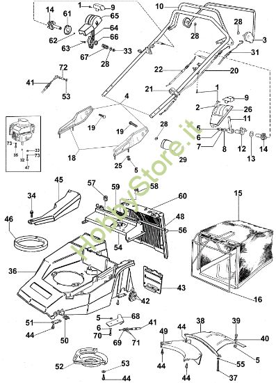 Picture of Manubrio tipo nuovo (Da gennaio 2003) MR 534 TKVF Rasaerba