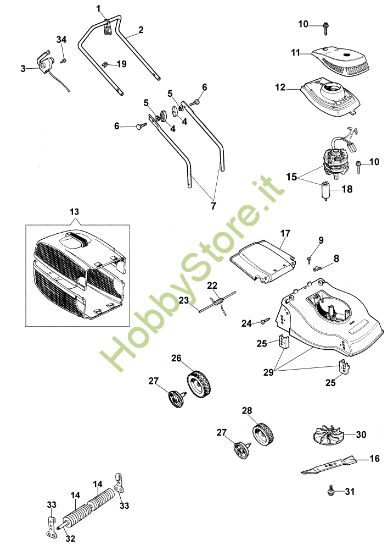 Picture of Esploso completo PR 35 R Rasaerba elettrico