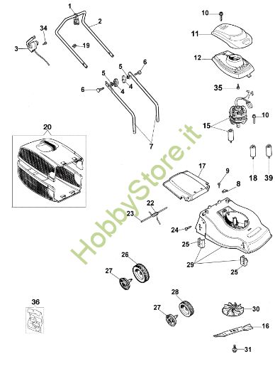 Picture of Esploso completo PR 35 S Rasaerba elettrico