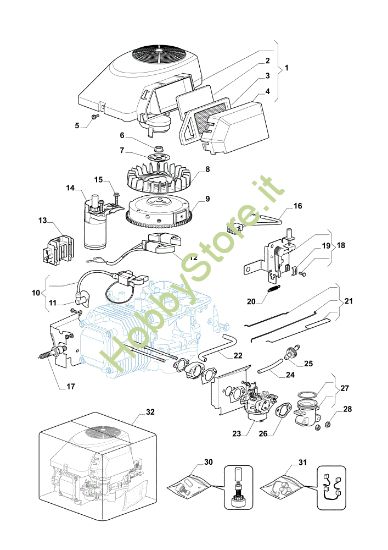 Picture of Avviamento, carburatore e filtro aria EF 72C/12,5KH Cat.2014 Trattorino
