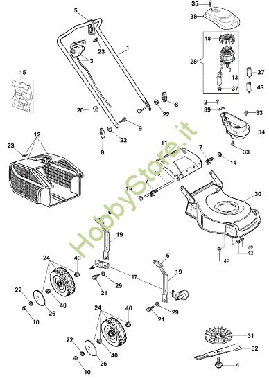 Picture of Esploso completo LR 44 PE Rasaerba elettrico