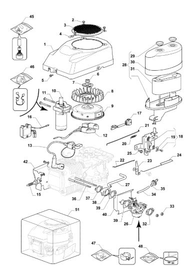 Picture of Avviamento, carburatore e filtro aria EF 84/14,5 K H Cat. 2020 Trattorino