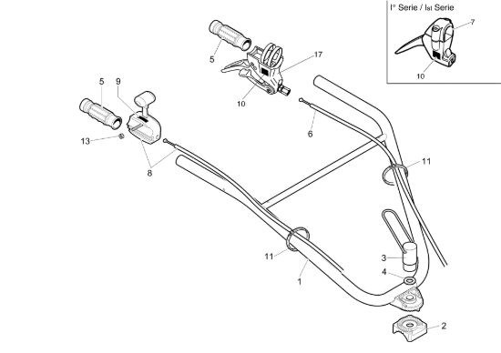 Picture of Manubrio registrabile e comandi 101 (Fino/Until 2009) Motozappa