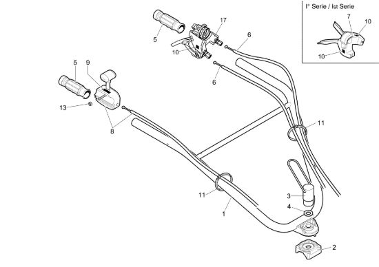Picture of Manubrio registrabile e comandi 102 (Fino/Until 2009) Motozappa