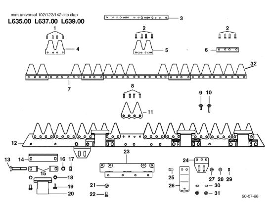 Picture of Barra falciante "UNIVERSAL" L0063500/L0063700/L0063900 KAM 4 (Fino/Until 2009) Motocoltivatore