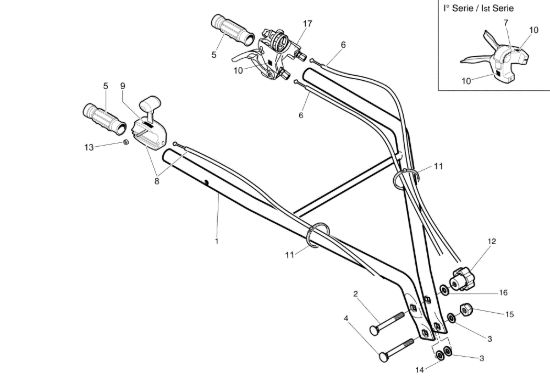Picture of Manubrio fisso e comandi 102 (EN 709) (K800 H - SN T210) Motozappa
