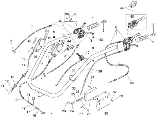 Picture of Stegola e comandi (ver. frizione monodisco) MAK 17 S Motocoltivatore