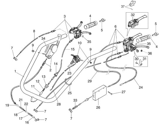 Picture of Stegola e comandi (ver. frizione multidisco) MAK 17 S Motocoltivatore