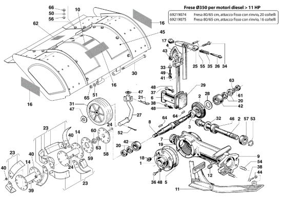Picture of Fresa solo per motori Diesel 69219074/69219075 MAK 18 S Motocoltivatore