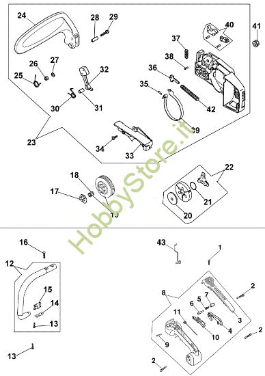 Picture of Gruppo frizione e impugnature 132 Motosega