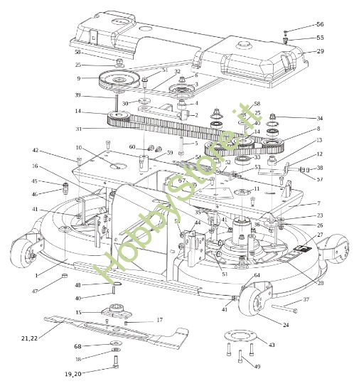 Picture of Piatto di taglio (Without change over) EF 106/24 KH (K2400AVD V-twin - EURO5) Cat. 2023 Trattorino