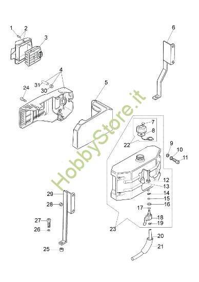 Picture of Serbatoio e filtro aria TR 1585 R Mototrivella
