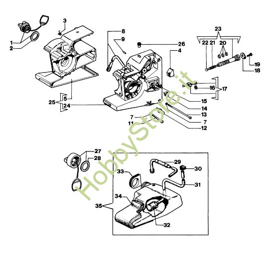 Picture of Basamento e serbatoio carburante 134 Motosega