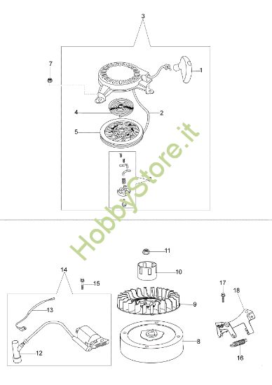 Picture of Avviamento e volano LR 48 PK (K40) Rasaerba