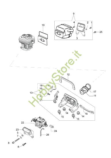Picture of Marmitta e carburatore MT 7200 Motosega