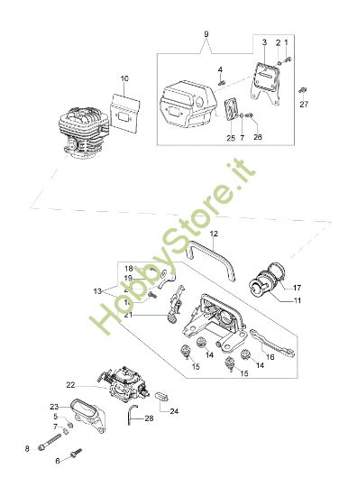 Picture of Marmitta e carburatore MT 8200 Motosega