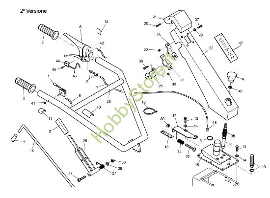 Picture of Stegola e comandi (2° Versione) 115 (Fino/Until 2009) Motozappa