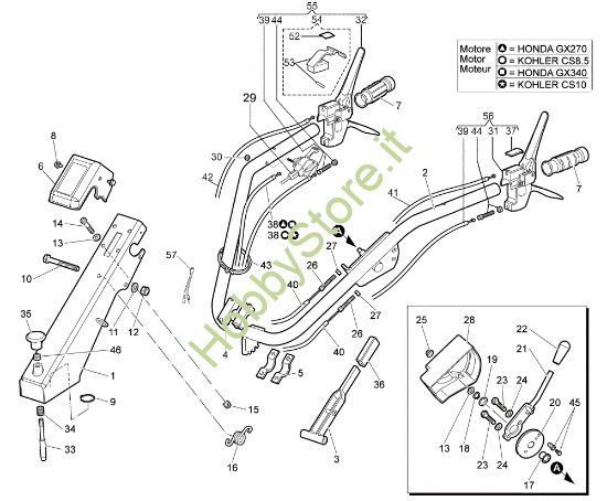 Picture of Manubrio e comandi NTS 80 (Fino/Until 2009) Trinciasarmenti