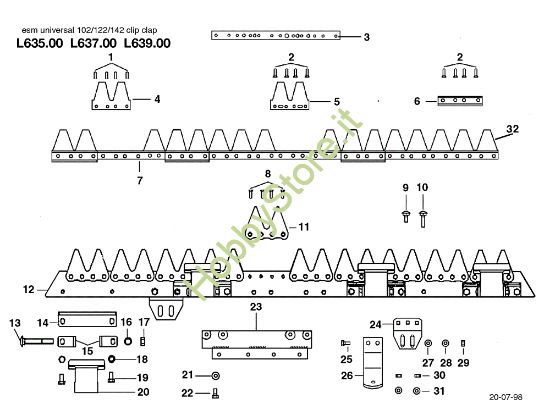 Picture of Barra falciante "UNIVERSAL" L0063500/L0063700/L0063900 KAM 4 (Fino/Until 2009) Motocoltivatore