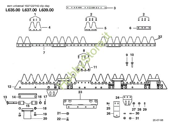 Picture of Barra falciante "UNIVERSAL" L0063500/L0063700/L0063900 KAM 5 (Fino/Until 2009) Motocoltivatore