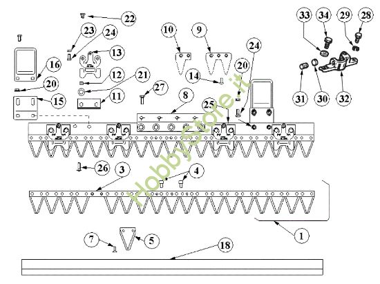 Picture of Barra falciante speciale 69229068/69229069/69229070/69229071 KAM 5 (EN 709) Motocoltivatore
