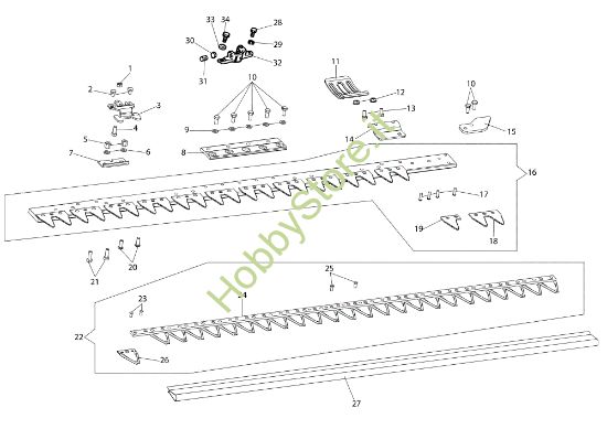 Picture of Barra falciante speciale 69229068A/69229069A/69229070A/69229071A KAM 5 HF (EN 709) Motocoltivatore