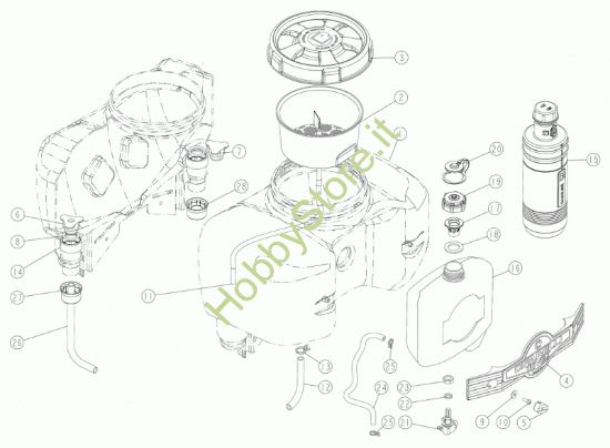Picture of Serbatoio liquidi L.17 e miscela x serie 3 Evo carb. vaschetta 