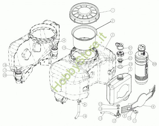 Picture of Serbatoio liquidi L.17 e miscela x carb. vaschetta  prodotto dal 01/01/2010