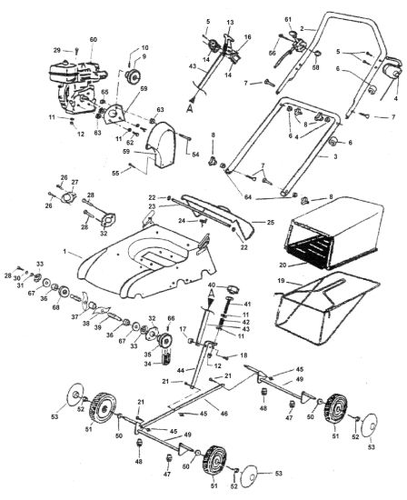 Picture of Control Cables-Handles,Grasscatcher,Wheels-Blades