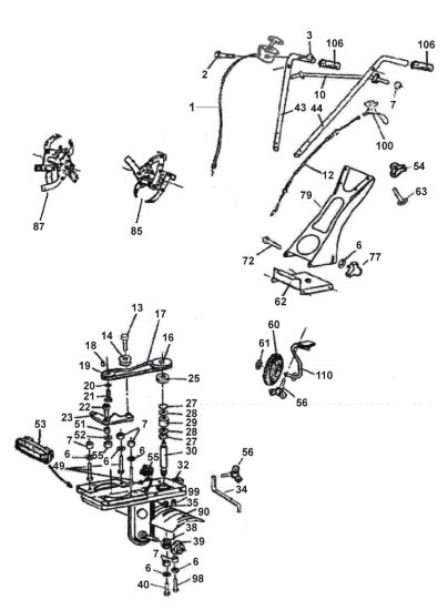 Picture of Control Cables-Handle,Tines-Depth Bar,Wheel-Drive Belt