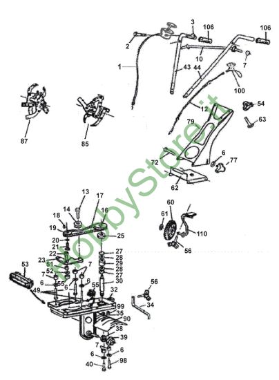 Picture of Control Cables-Handle,Tines-Depth Bar,Wheel-Drive Belt